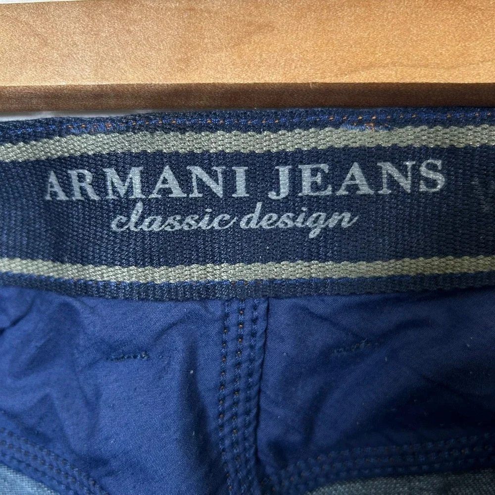 Armani Jeans Straight Leg Jeans Mens 34x28 Dark Indigo Blue Denim Classic Italy